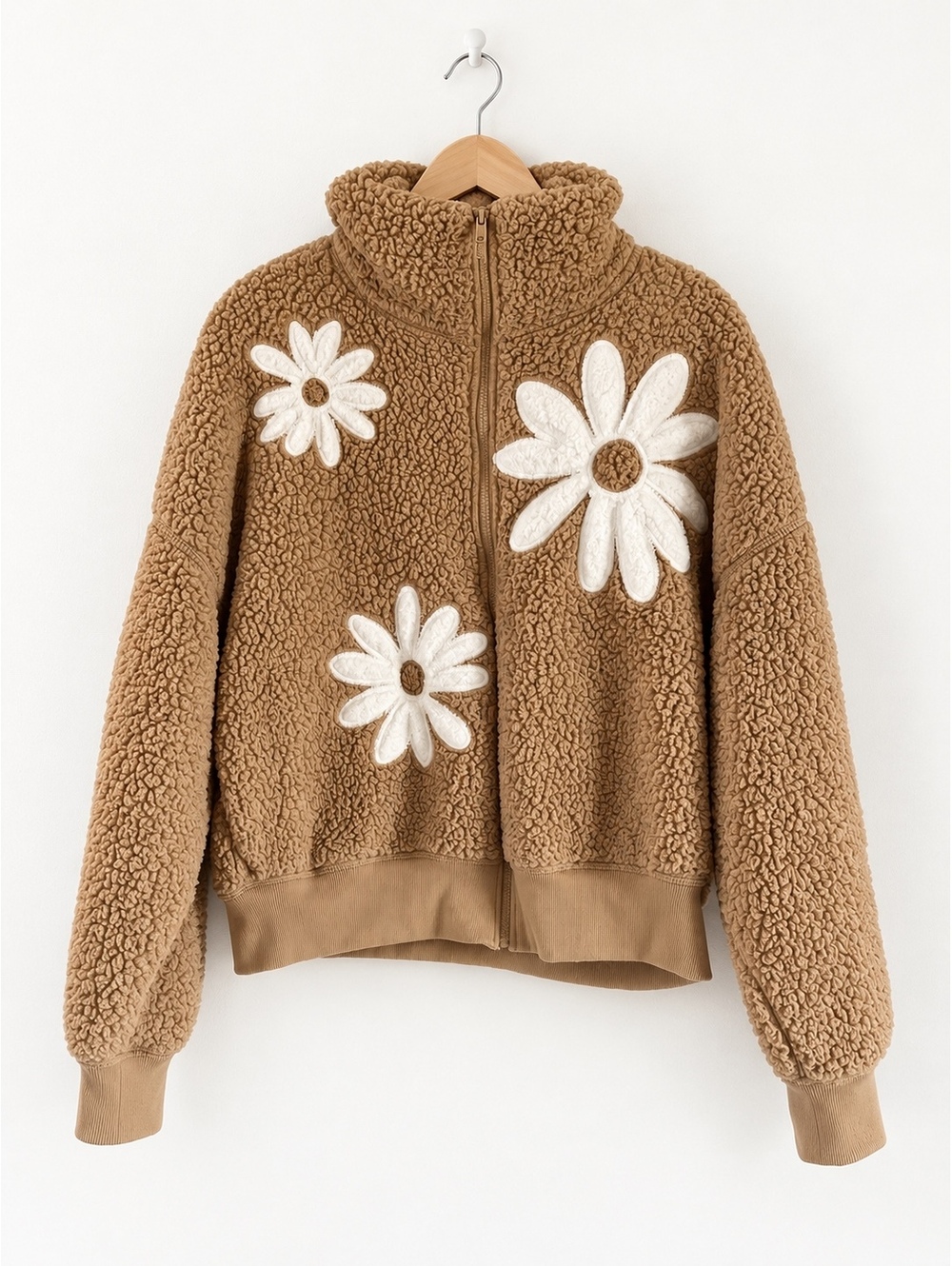 Brown Sherpa Daisy Jacket Size Large